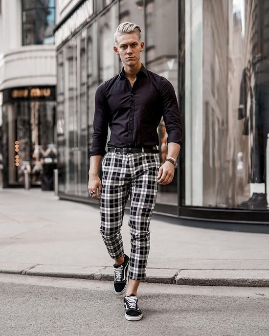 white checkered pants